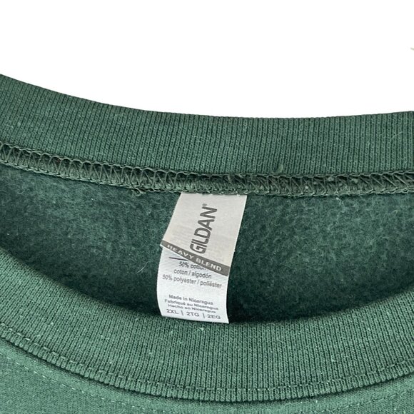 Gildan Heavy Blend Size 2XL Sweatshirt Green Skeleton Graphic Unisex  Oversized - Picture 3 of 7